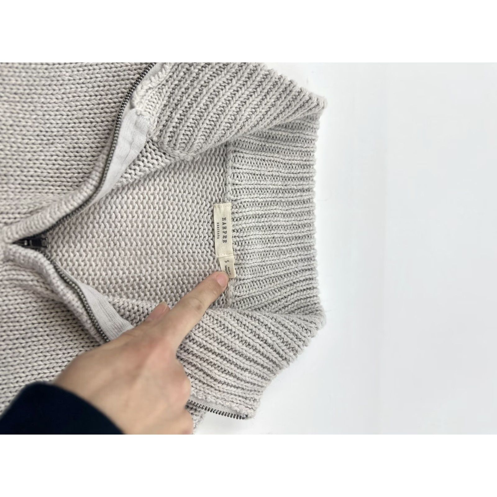 Vintage Heritage Sweater S Small Beige 1/4 Zip Cropped Knit Collared Long Sleeve Womens Size S / US 4 / IT 40 - 5 Thumbnail