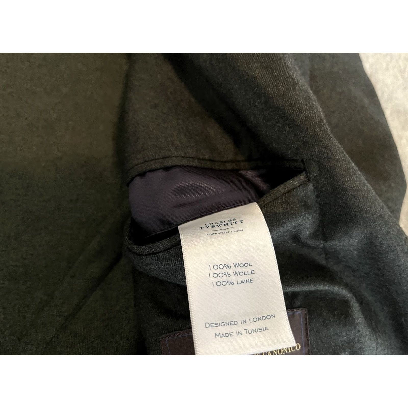Charles Tyrwhitt Charles Tyrwhitt Blazer Sport Coat Jacket 42L Slim Fit Wool Gray 2 Button Long Coat Mens Size 42R - 5 Thumbnail