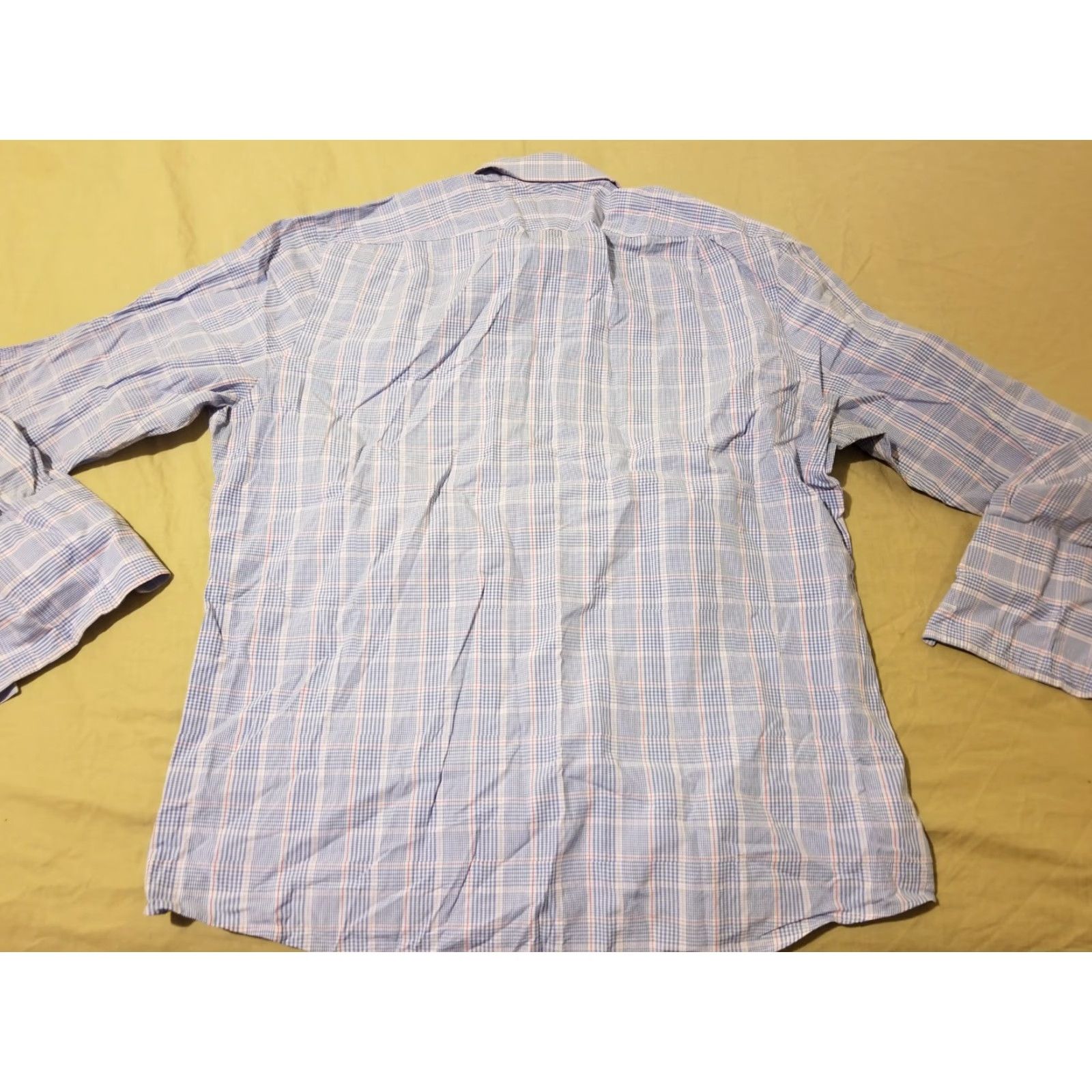 Charles Tyrwhitt Mens Charles Tyrwhitt Dress Shirt 17 34 Blue Cotton Button-Down Collared Regular Slimming Non-Iron 100% Cotton Long Sleeve Size 46R - 7 Thumbnail