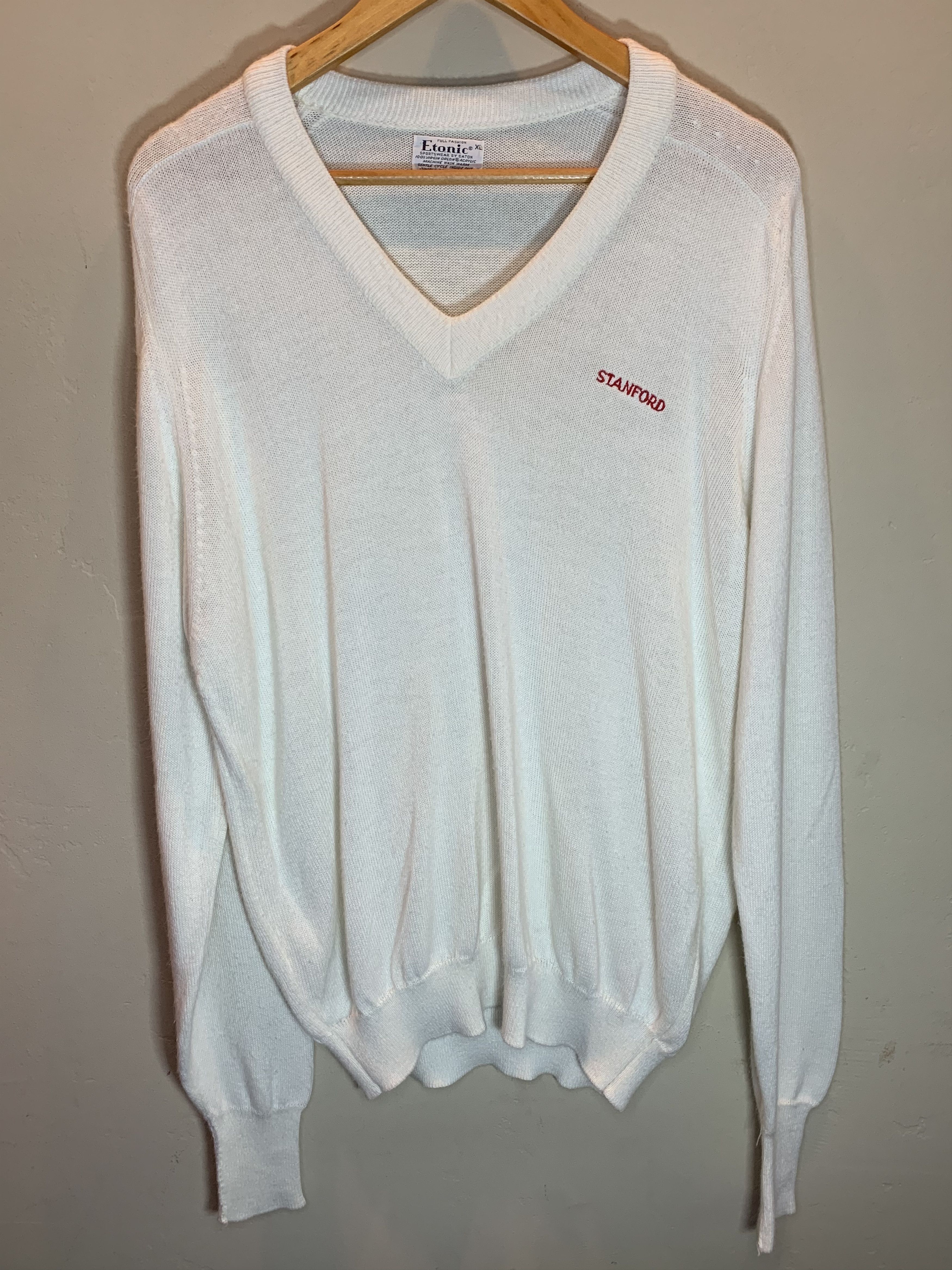 Vintage *RARE* Vintage 60’s Stanford University Knit V-Neck Sweater Size US XL / EU 56 / 4 - 1 Thumbnail