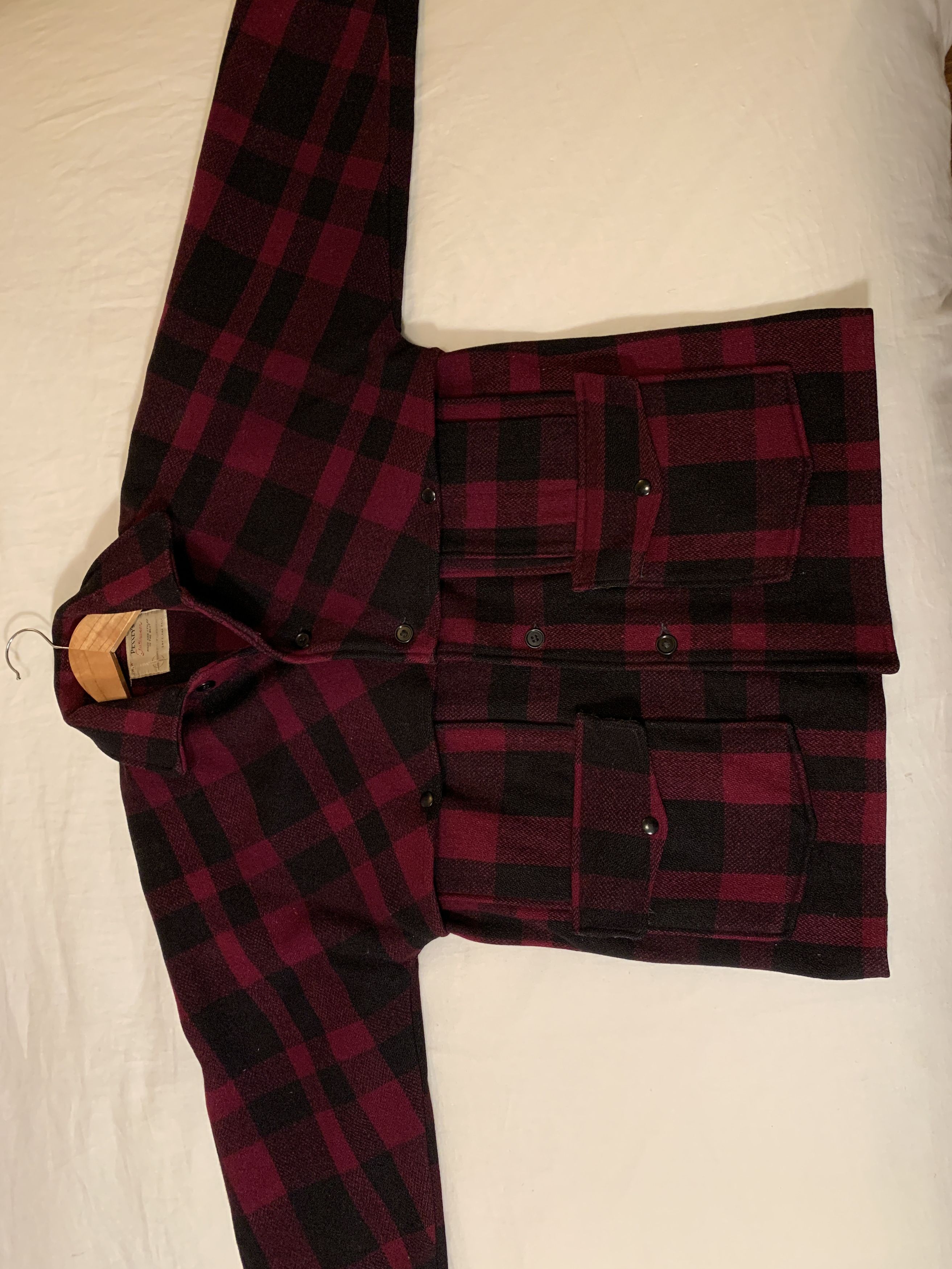 image of Jc Penny VTG 50's Penny's Wool Double Coat in Dark Red/Black, Men's (Size Medium)