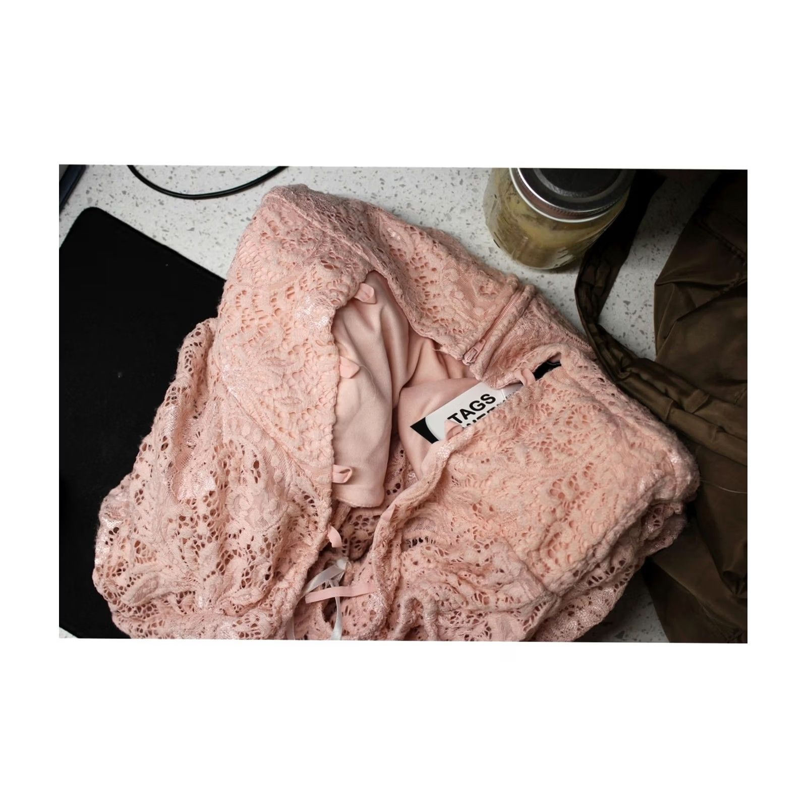 Vintage B. DARLIN Womens Lace Up Back Mini Dress pink Juniors 13/14 Size XL / US 12-14 / IT 48-50 - 3 Thumbnail