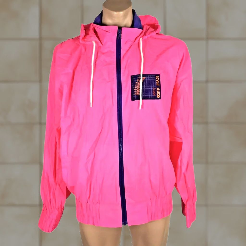 Vintage VINTAGE Windbreaker Style Auto Design NEON PINK 80s Jacket Men XL Nylon Size US XL / EU 56 / 4 - 1 Thumbnail