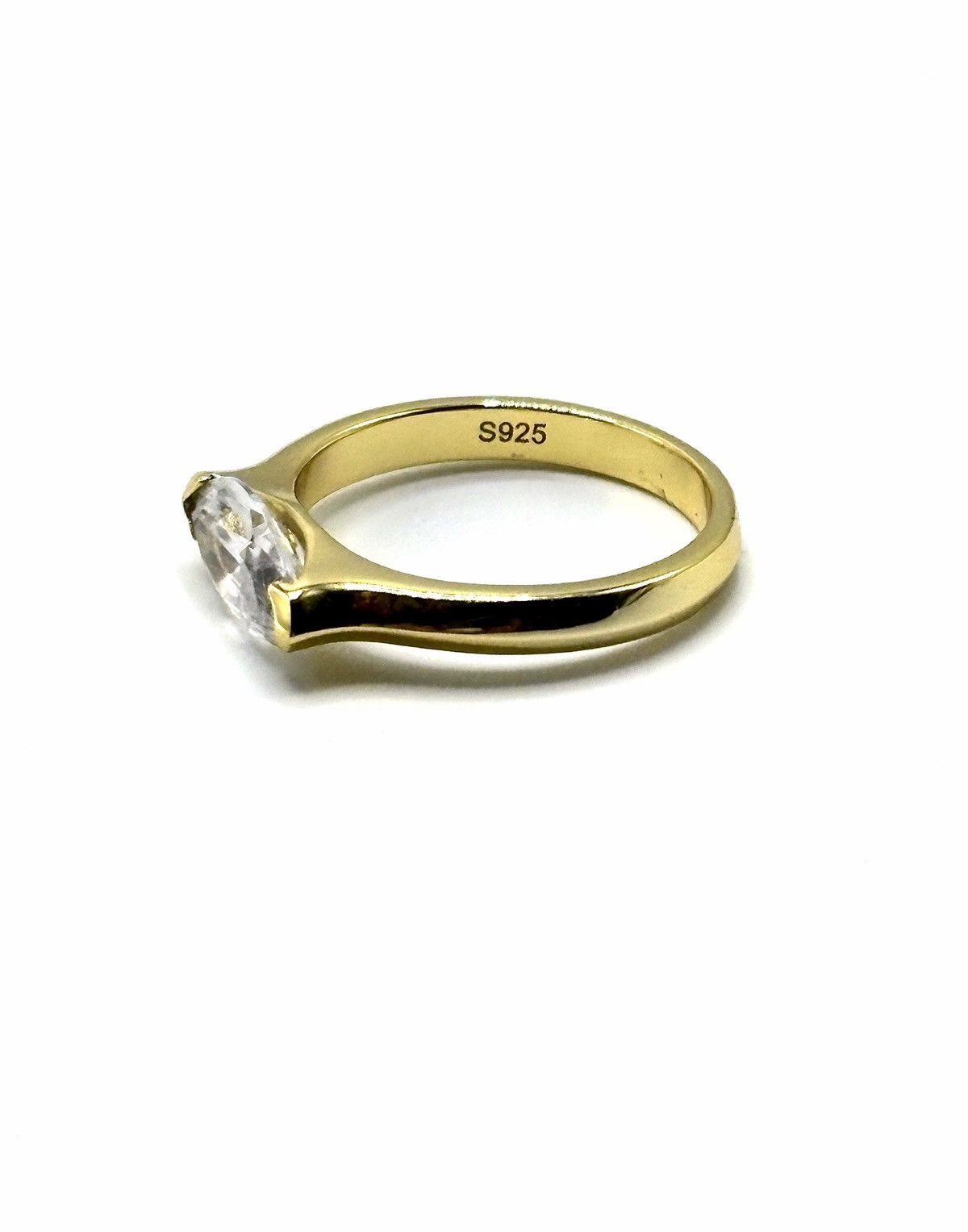 Sterling Silver Gold-Tone .925 Sterling Silver Marquise Cut CZ Ring sz 7 Size ONE SIZE - 4 Thumbnail