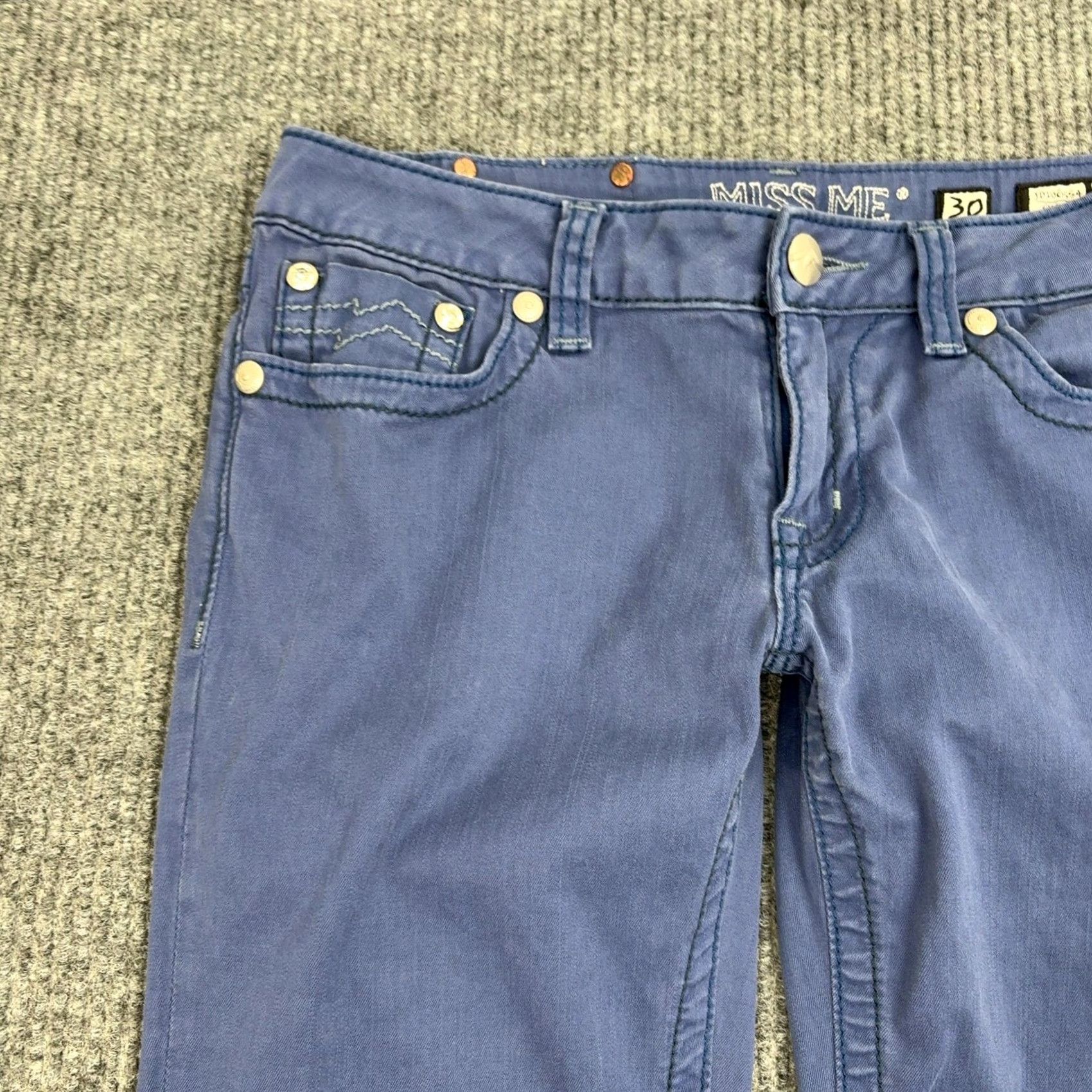 Miss Me Miss Me Jeans Womens 30 Cobalt Blue Embellished Pockets 5-Pocket Design Skinny Jeans Rock Western Womens Size 30" / US 8 / IT 44 - 2 Thumbnail