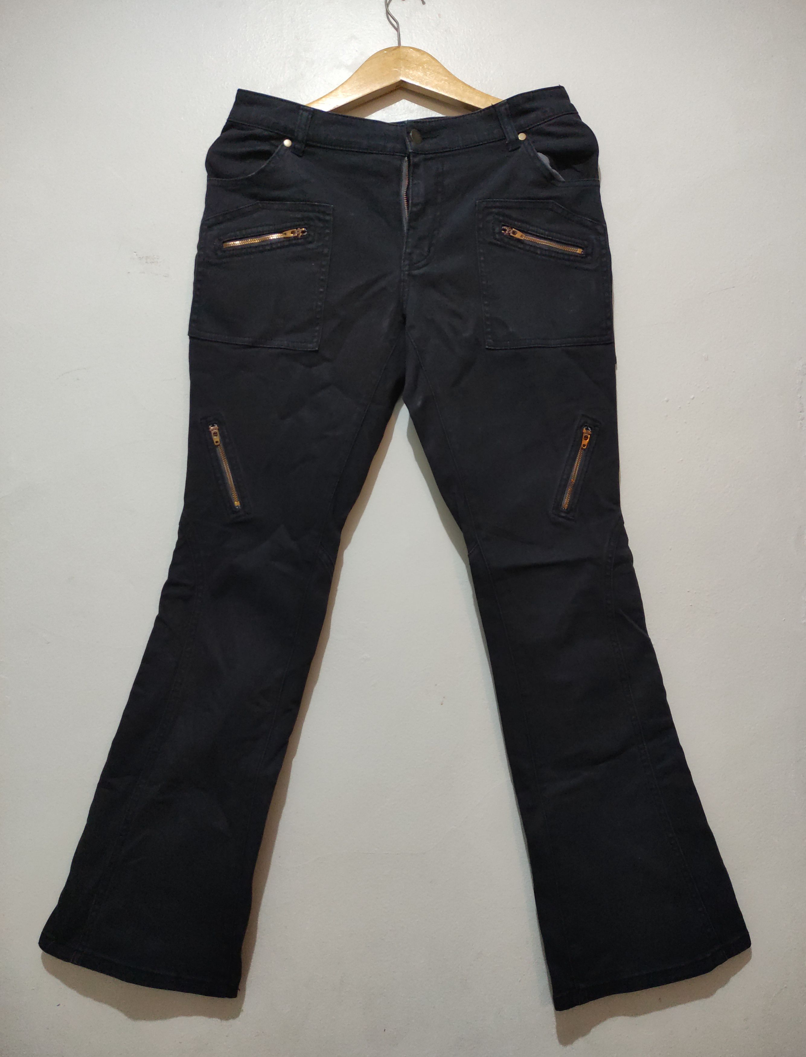 Tornado Mart BACK RUSH Black Japaneese lgb style lace up flare jeans Size US 32 / EU 48 - 2 Thumbnail
