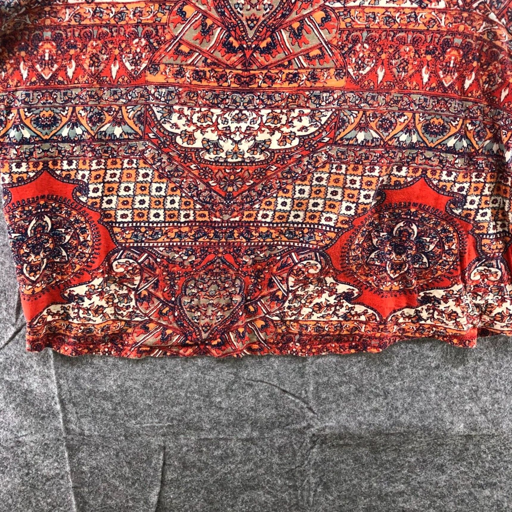 Lucky Brand VINTAGE Lucky Brand Boho Print T-Shirt Womens 1X Short Sleeve Cotton Red Bohemian Festival Beach Summer Retro Size XL / US 12-14 / IT 48-50 - 4 Thumbnail
