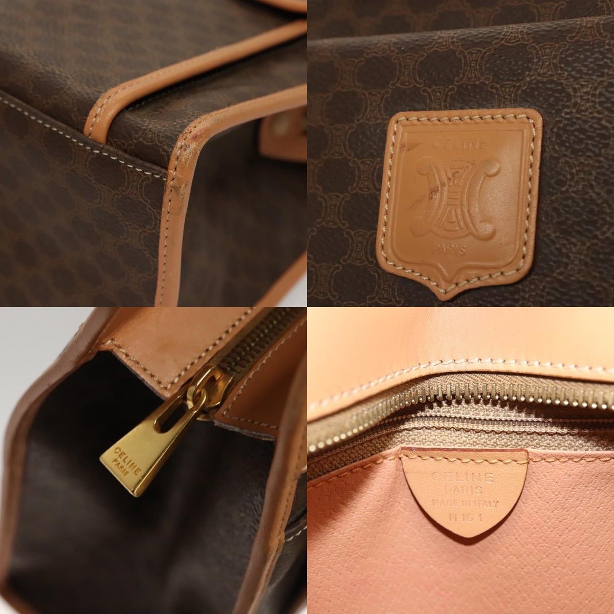 Celine CELINE Macadam Canvas Shoulder Bag Pvc Leather Brown Gold Size ONE SIZE - 11 Thumbnail