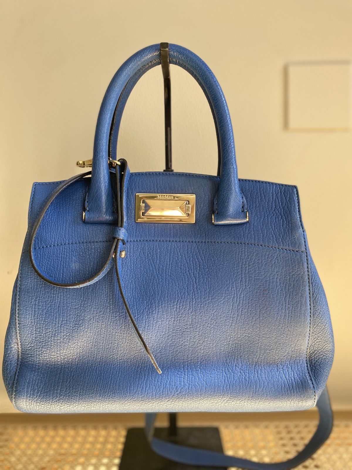 Max Mara Max Mara, blue, pebbled leather convertible bag Size ONE SIZE - 12 Thumbnail