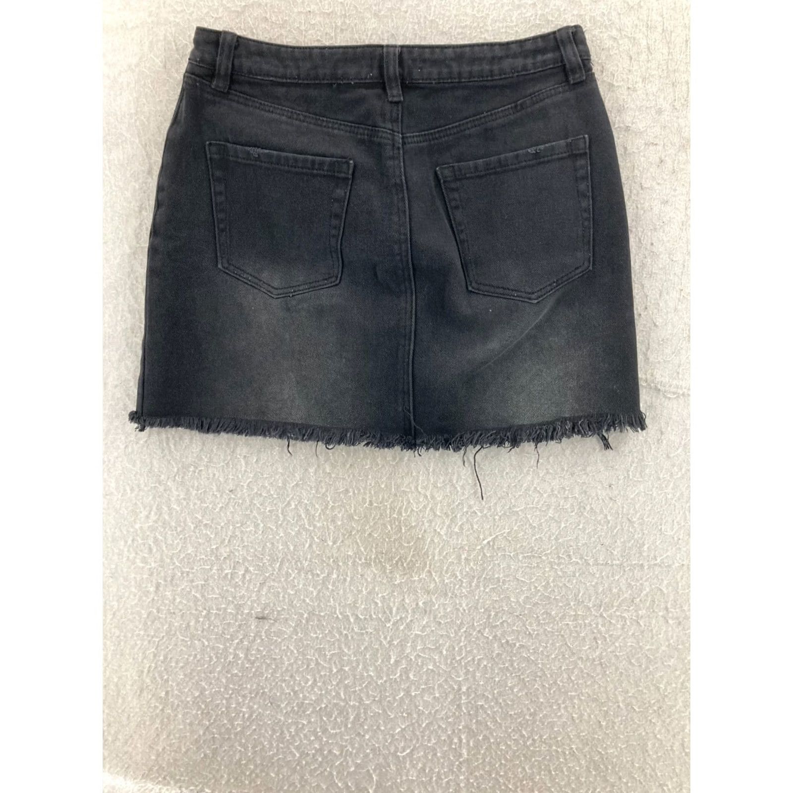 Vintage Bongo Skirt Womens 7 Denim Lace Up Front Pockets Mini Black Cotton Blend Front Pockets Vintage No Size 32" / US 10 / IT 46 - 5 Thumbnail