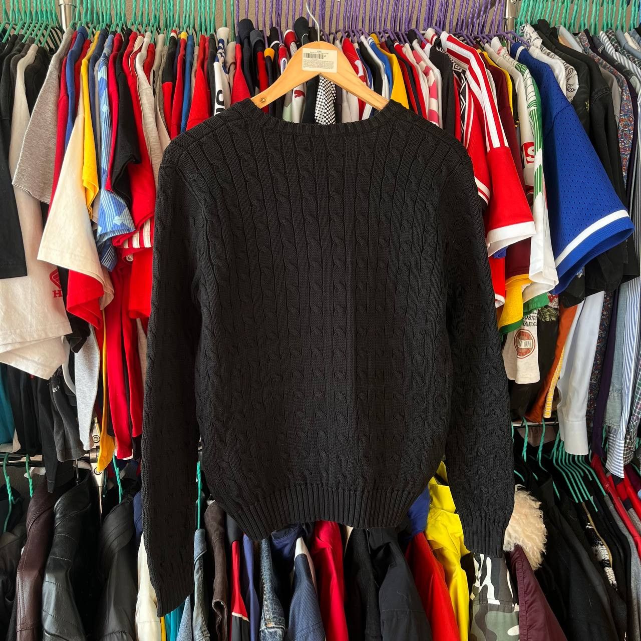 Ralph Lauren Sport Vintage Ralph Lauren Sport Cable-Knit V-Neck Black Sweater Size XL / US 12-14 / IT 48-50 - 4 Thumbnail