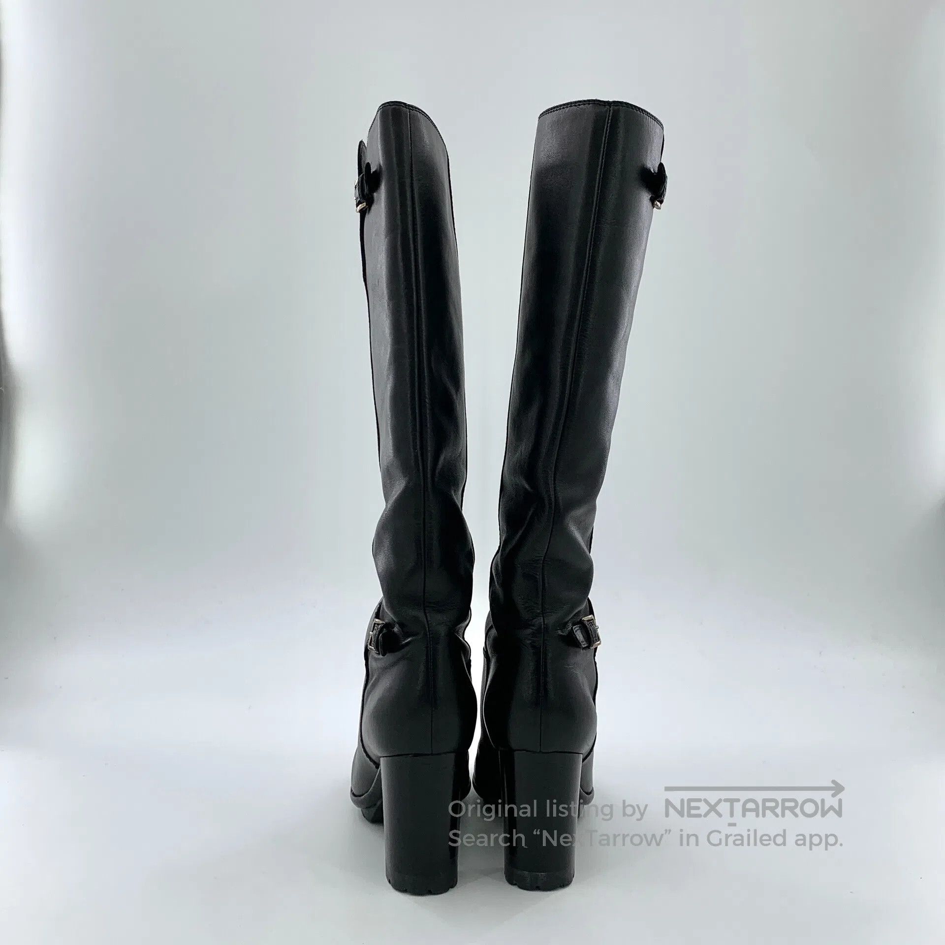 Sergio Rossi Sergio Rossi Black round toe leather buckle design thick h Size US 4.5 / IT 34.5 - 4 Thumbnail