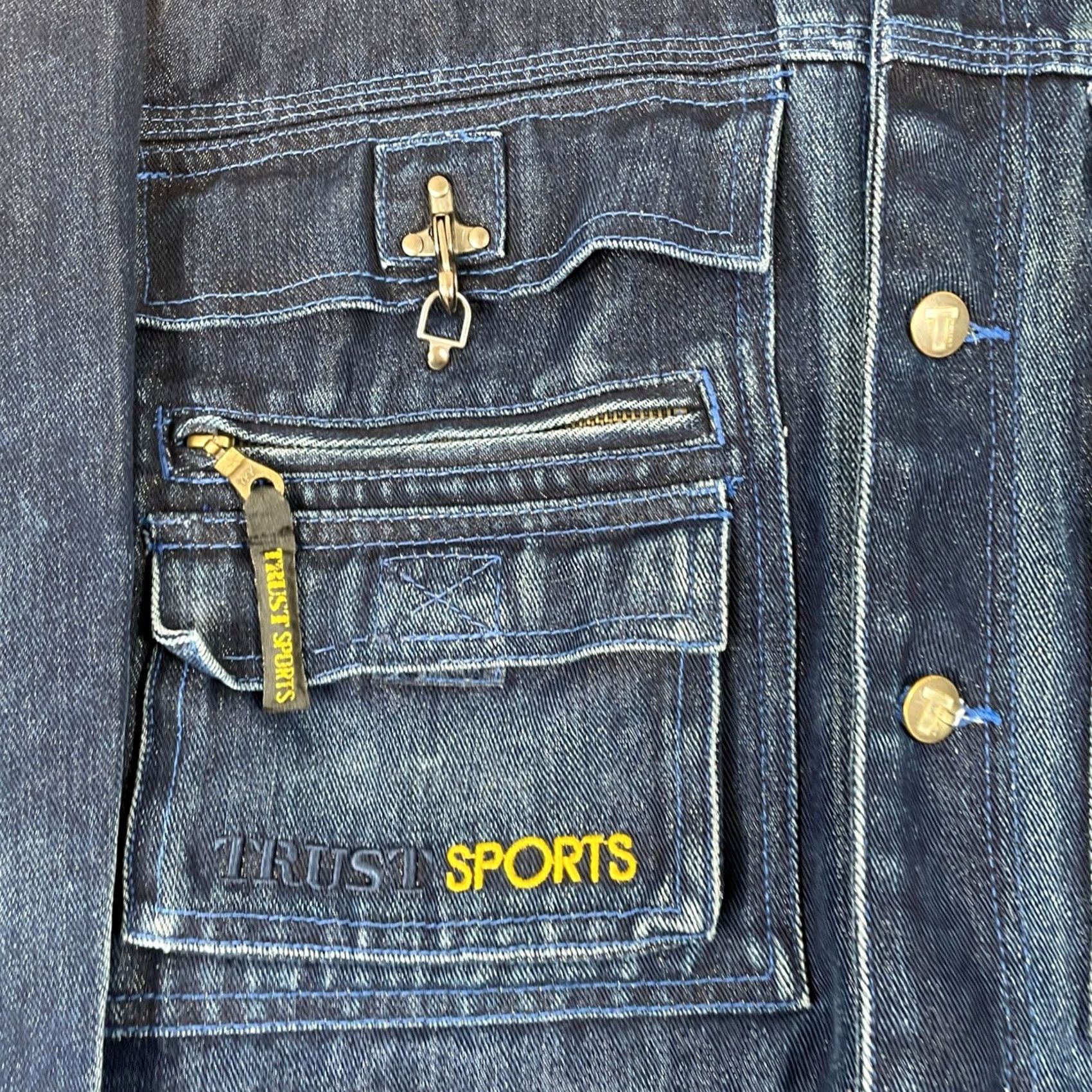 Vintage VINTAGE Trust Sports Denim Utility Jacket Mens Large Blue Multi Pocket Cargo Y2K Size US L / EU 52-54 / 3 - 3 Thumbnail