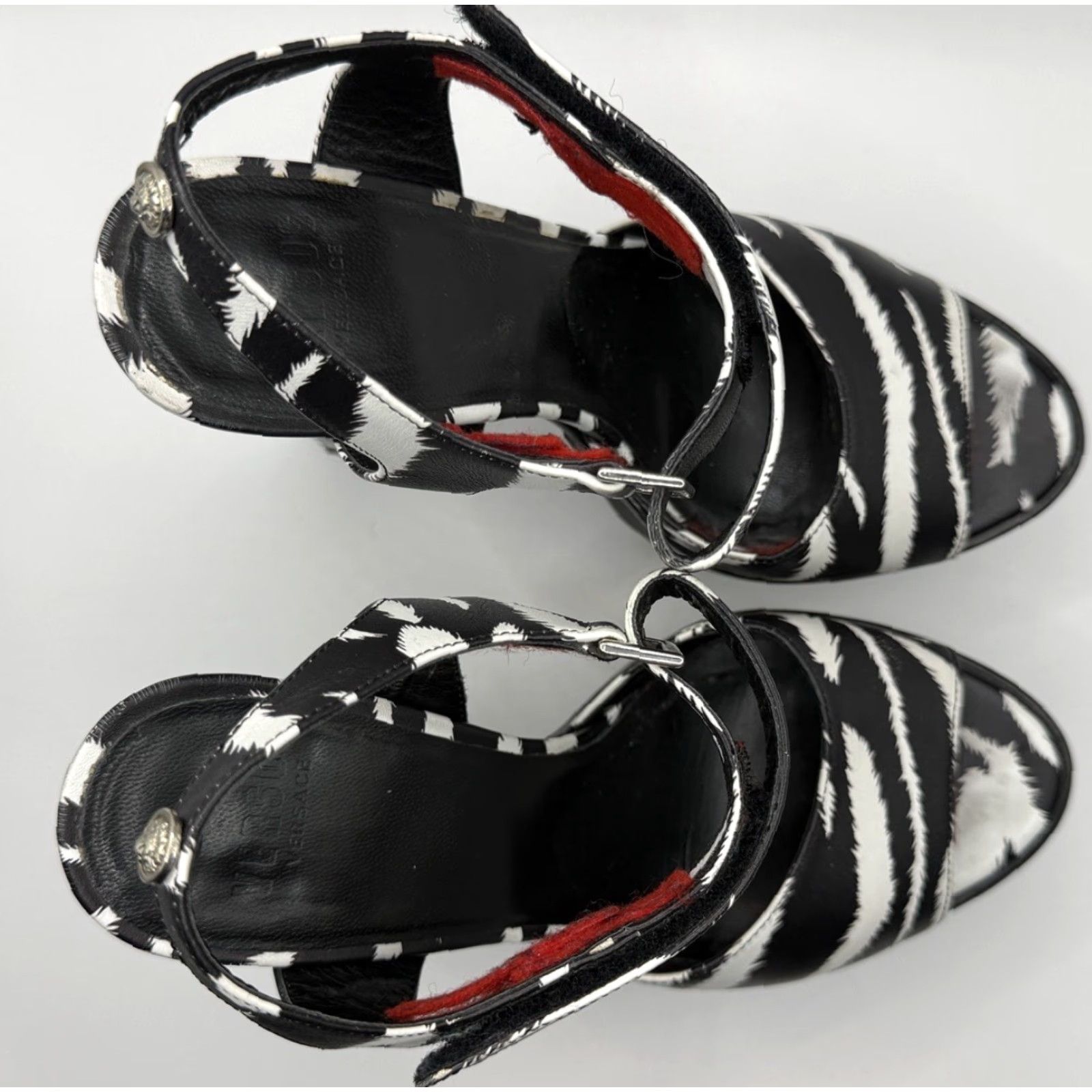 Versace Versus By Versace Zebra Ultra High Heels 37 US 6.5 Leather Mule Women Multicolor Animal Print High Heel Size US 7 / IT 37 - 2 Thumbnail