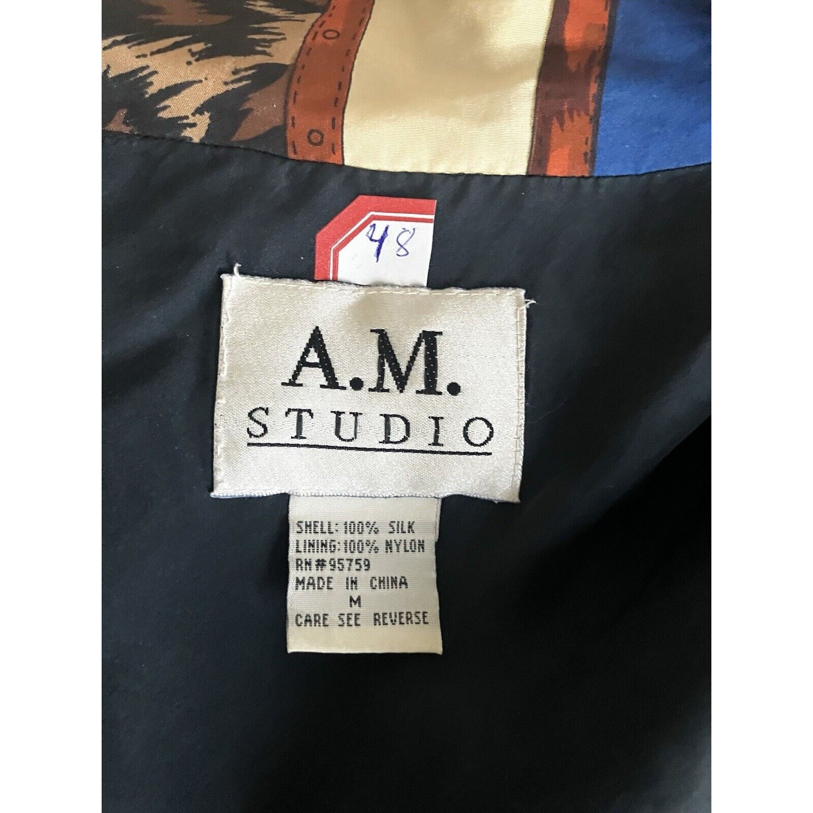 STUDIOUS A.M. Studio Silk Jacket women's Size M VINTAGE jungle zip Size M / US 6-8 / IT 42-44 - 3 Thumbnail