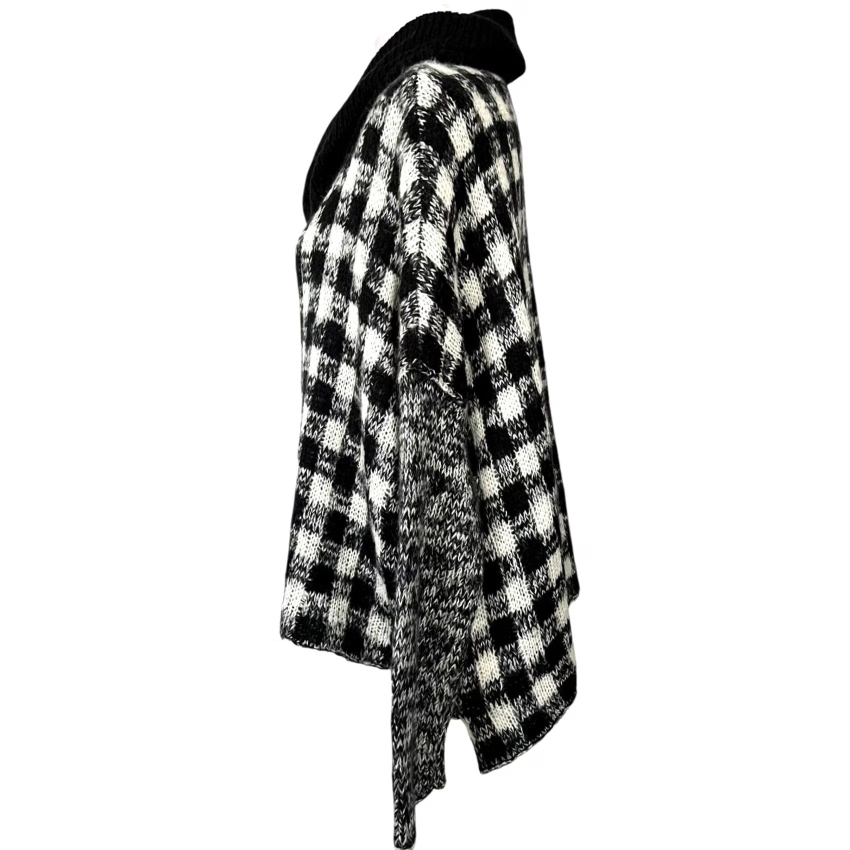 Vintage Wooden Ships Women's Sweater Cowl Neck Mohair Wool Black White Check Plaid M/L Pullover Knit Size L / US 10 / IT 46 - 4 Thumbnail