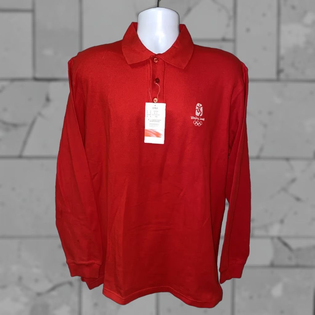 Vintage Beijing 2008 Polo Shirt Men Long Sleeve Golf 2XL Red Regular Shirt Mens Size US XXL / EU 58 / 5 - 1 Thumbnail