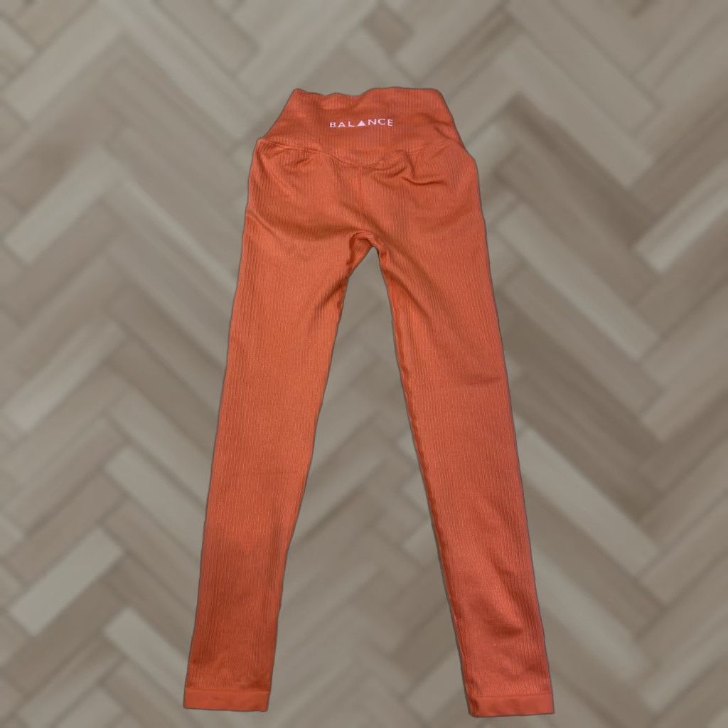 New Balance Balance Athletica Leggings Womens Small Orange Ribbed Ankle 24in Inseam Gym & Training Running & Jogging Yoga Casual Activewear Size 28" / US 6 / IT 42 - 1 Thumbnail