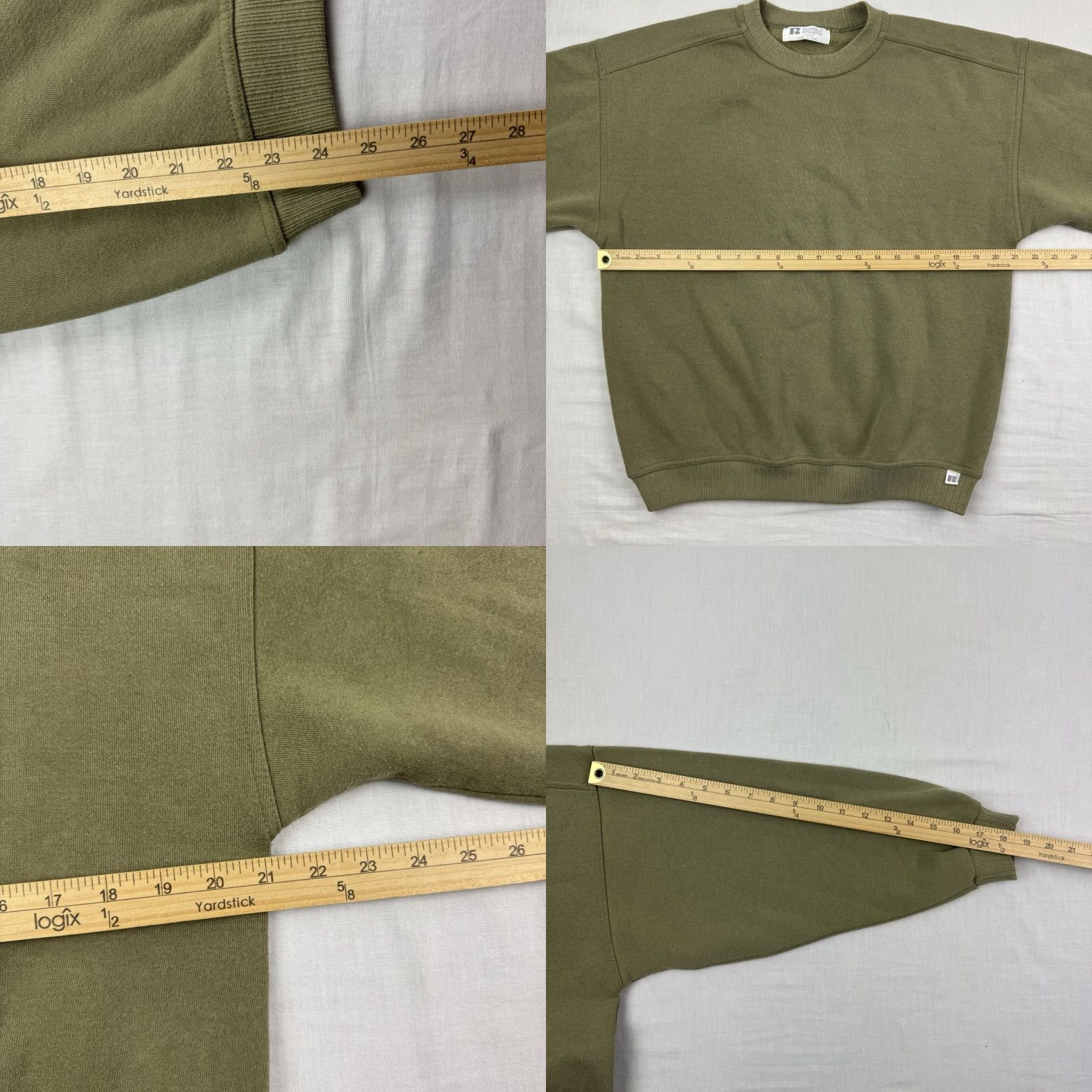 Olive VINTAGE Russell Athletic Sweatshirt Adult L Olive Green 80s 90s USA Mens Sweatshirt Pullover Crew Neck Long Sleeve Solid Polyester Cotton Size US L / EU 52-54 / 3 - 8 Thumbnail