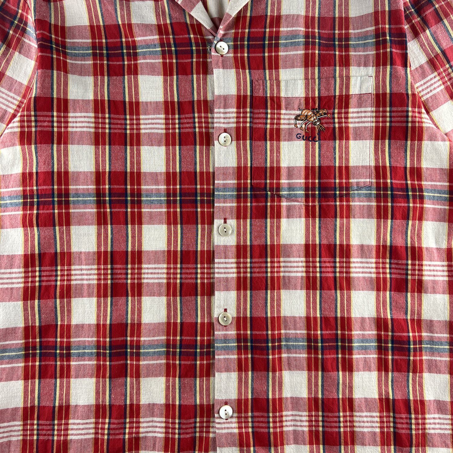Gucci Gucci Red Checkered 3/4 Logo Shirt Size US S / EU 44-46 / 1 - 3 Thumbnail