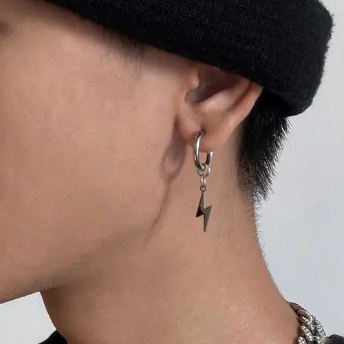 Other × Sterling Silver 925 Silver Plated Lightning Dangle Drop Earrings for Men Size ONE SIZE - 1 Thumbnail