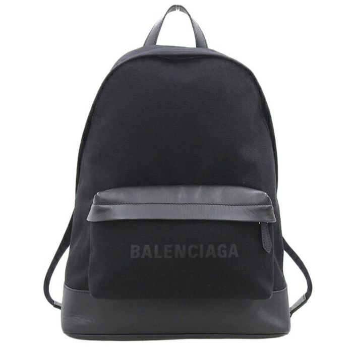 Balenciaga Balenciaga Canvas Leather Backpack Rucksack 392007 Black