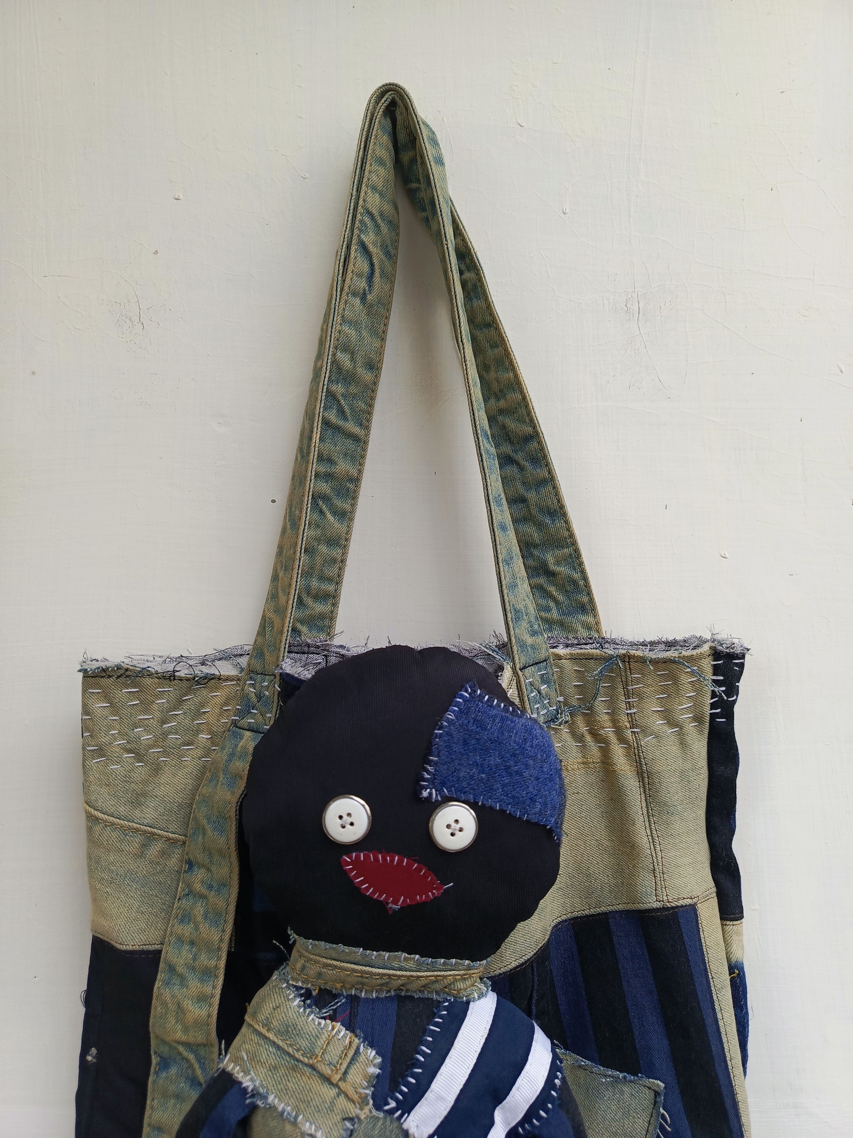 Japanese Brand Handmade Patchwork Rag Doll Tote Bag Size ONE SIZE - 2 Thumbnail