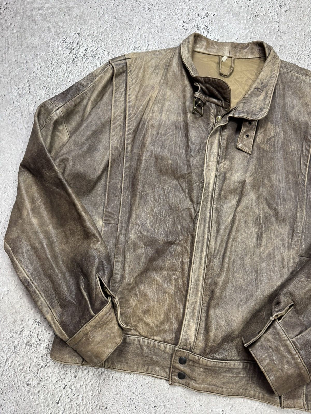 Leather Vintage Distressed Brown Leather Bomber Biker Jacket L/XL Size US L / EU 52-54 / 3 - 3 Thumbnail