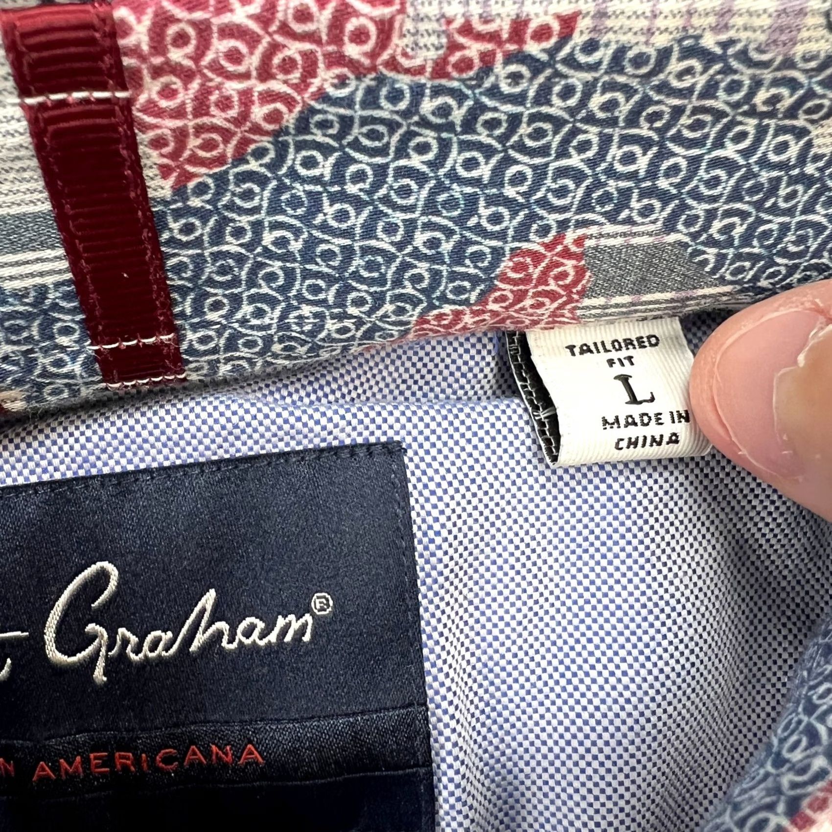 Robert Graham Robert Graham Shirt Men L Button-Up Geometric USA Tailored Modern Americana Camouflage Multicolor Cotton Spandex Size US L / EU 52-54 / 3 - 7 Thumbnail