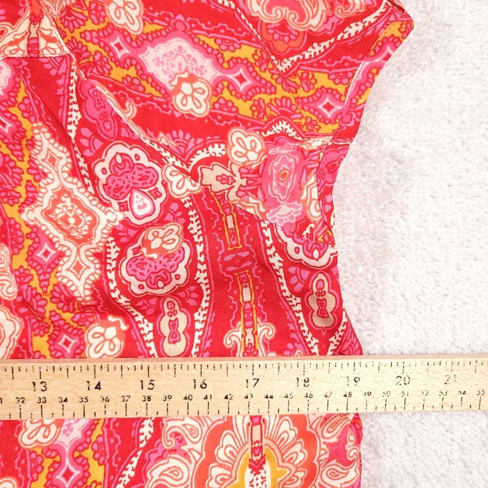 Liz Claiborne Liz Claiborne Shirt Women's Small Pink Polyester Short Sleeve V Neck Tie Front Blouse Size S / US 4 / IT 40 - 7 Thumbnail