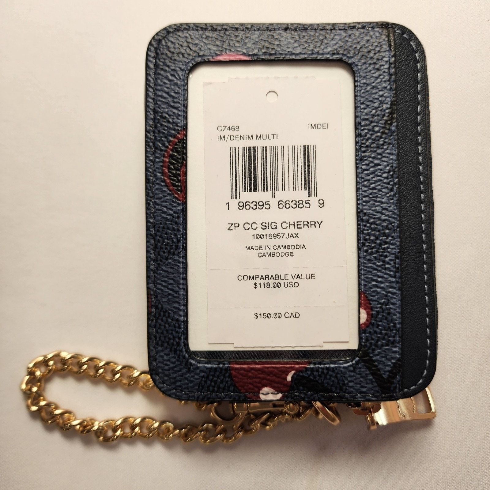 Coach NWT Coach CZ468 Zip Card Case Signature Cherry Print Denim 2 Size ONE SIZE - 3 Thumbnail