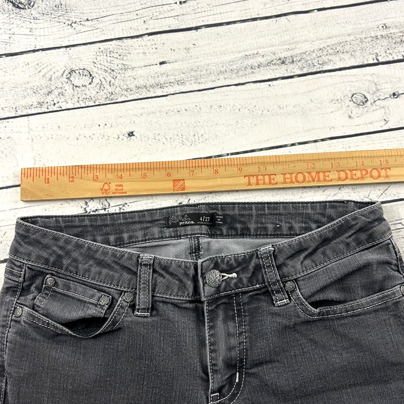 Prana prAna Gray Wash Skinny Denim Jeans Women's 4 Jeans Gray Skinny Regular Solid Stretch Women 4 Size 27" / US 4 / IT 40 - 3 Thumbnail