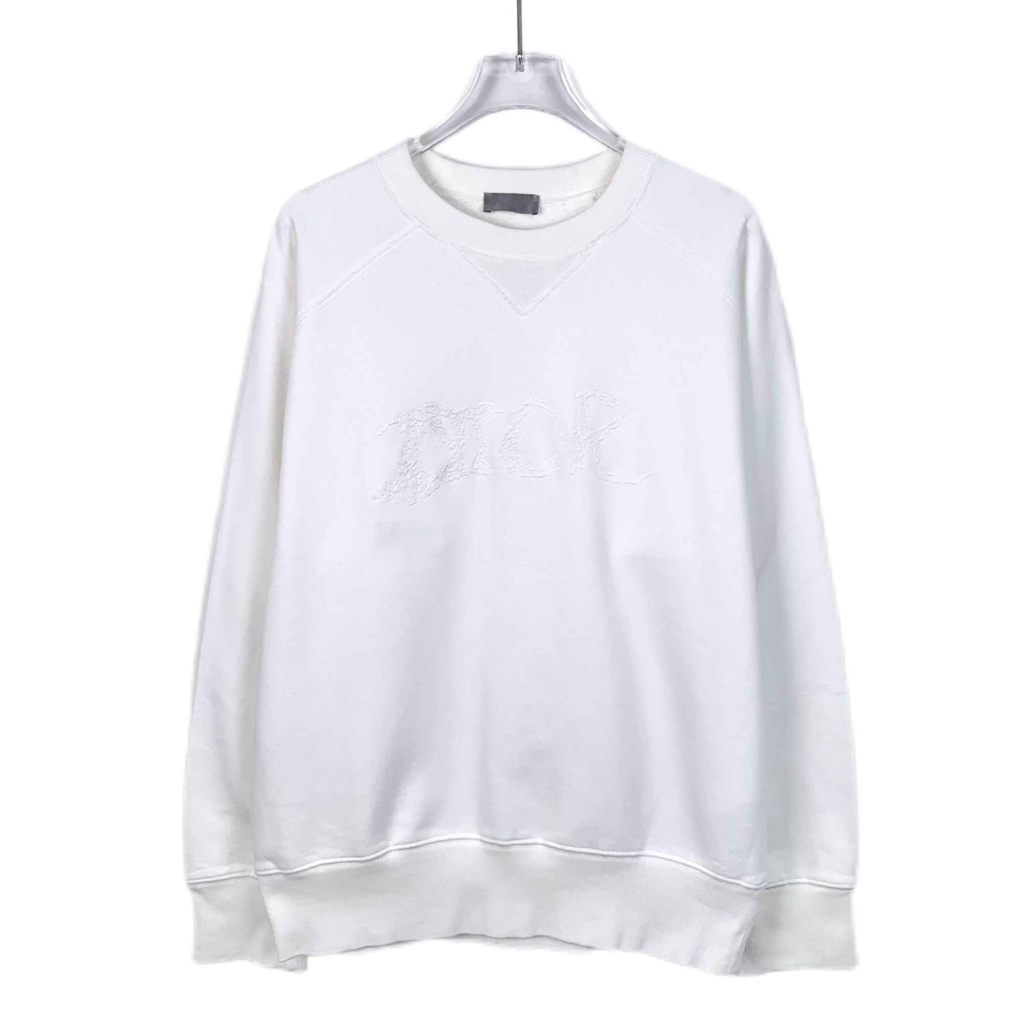 Dior Dior White Logo Embroidered Cotton Crewneck Sweatshirt (Size Size M / US 6-8 / IT 42-44 - 1 Thumbnail