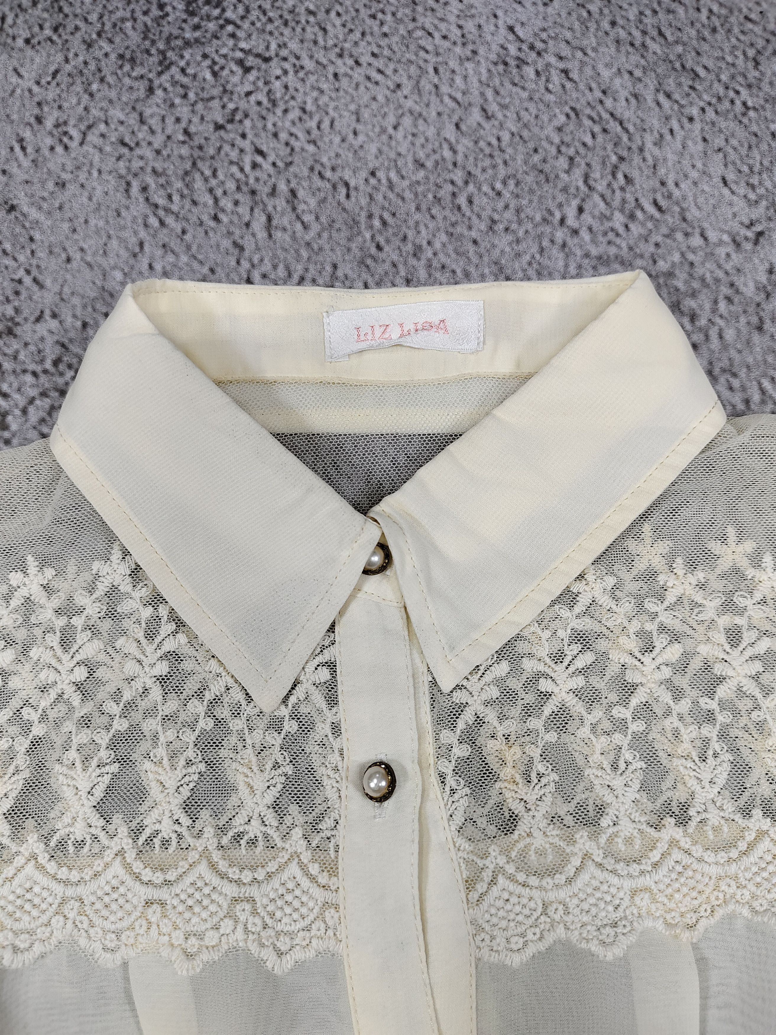 LIZ LISA 2000s Liz Lisa- Y2K Sheer Chiffon Lace Panel Floral Blouse Size M / US 6-8 / IT 42-44 - 10 Thumbnail