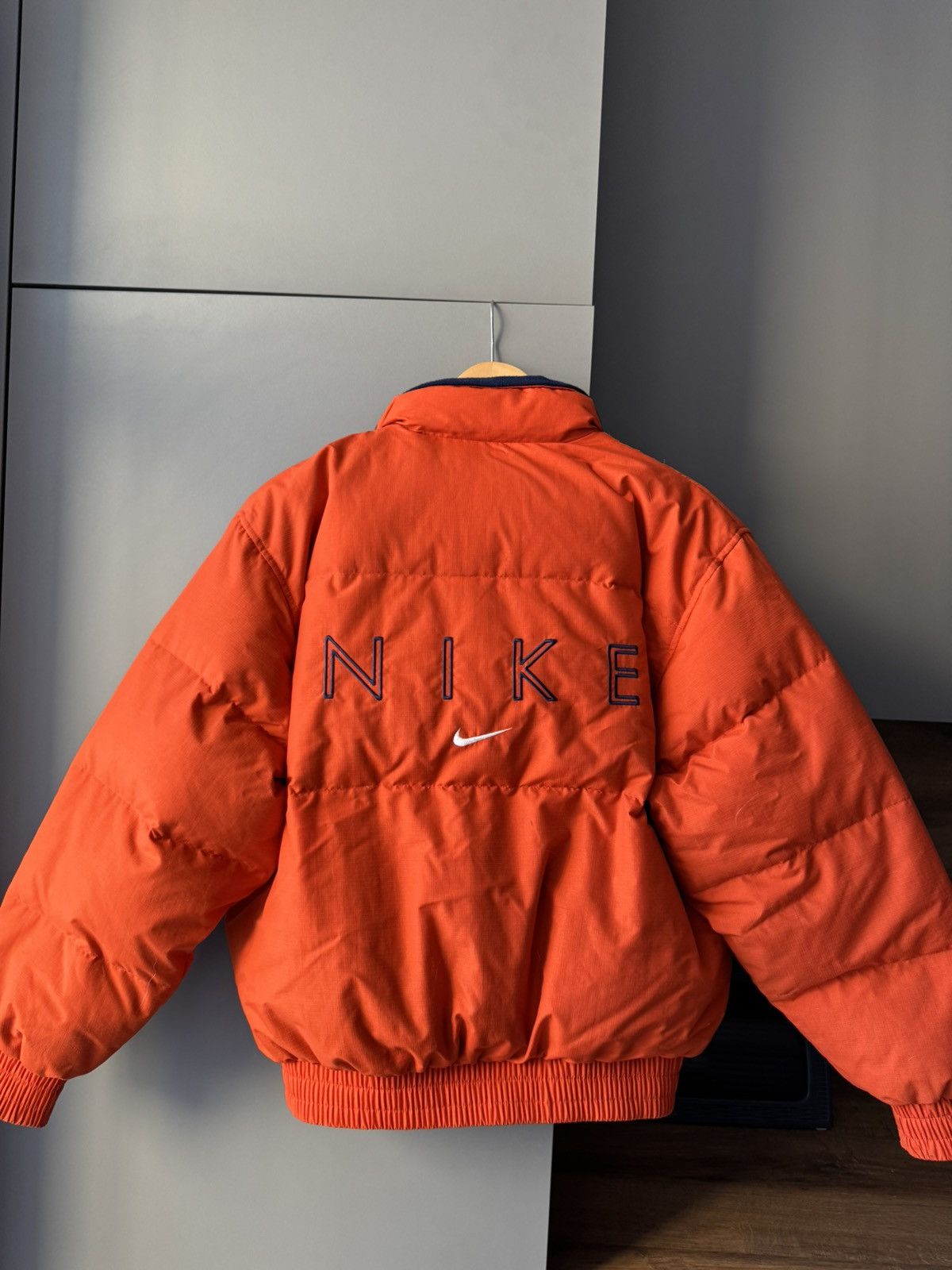 Nike × Vintage Vintage Nike Big Logo Down Jacket Puffer Drill Y2k Size M / US 6-8 / IT 42-44 - 1 Thumbnail