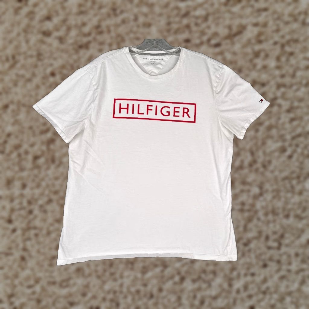 Tommy Hilfiger Tommy Hilfiger Shirt Adult Large White Crew Neck Slim Fit Spellout Logo T-Shirt Mens Size US L / EU 52-54 / 3 - 1 Thumbnail