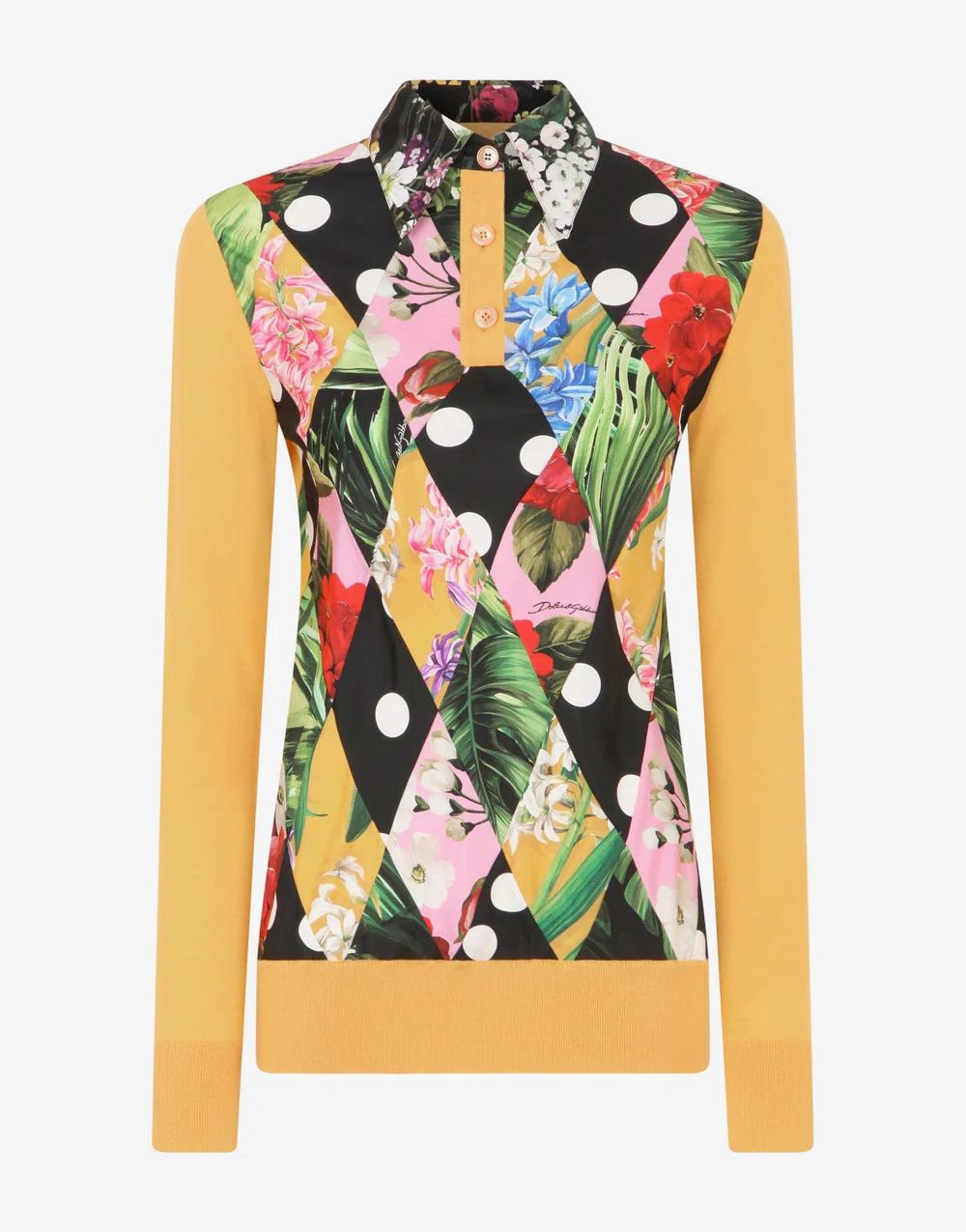 Dolce & Gabbana o1y0925 Floral-Print Polo Sweater in Multicolor Size XL / US 12-14 / IT 48-50 - 1 Thumbnail