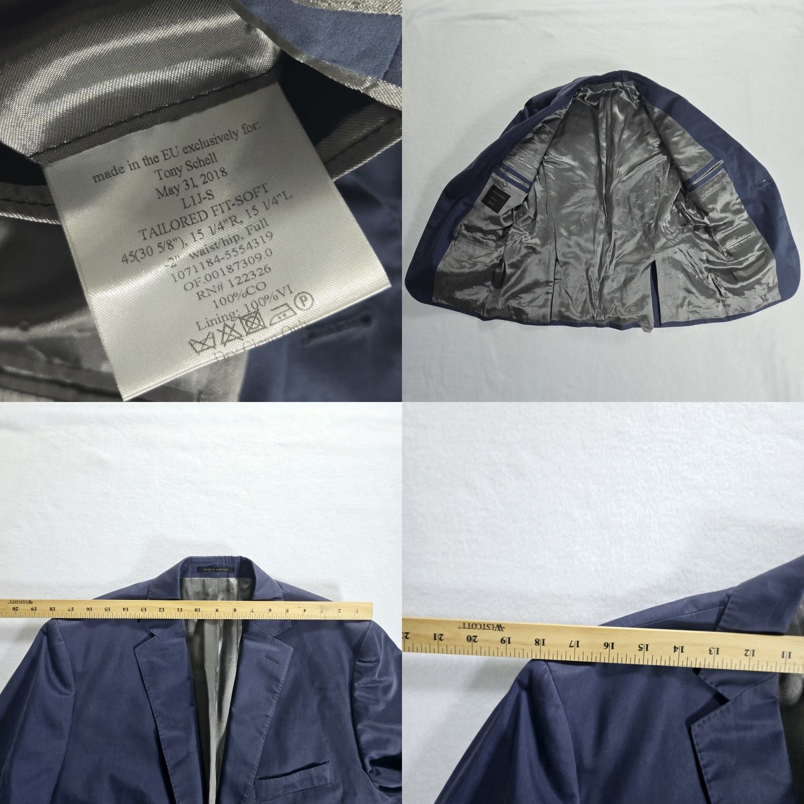 Vintage J Hilburn Sport Coat Blazer Wool Jacket Mens Vintage Blue Size 40-42 Lined Size 40R - 9 Thumbnail
