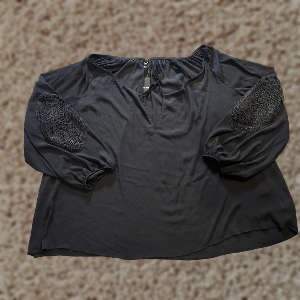 Torrid Torrid Top Shirt Womens 4X Black Sheer Popover Lace Peasant Layer Boho Capsule Blouse Size XXL / US 16-18 / IT 52-54 - 1 Thumbnail