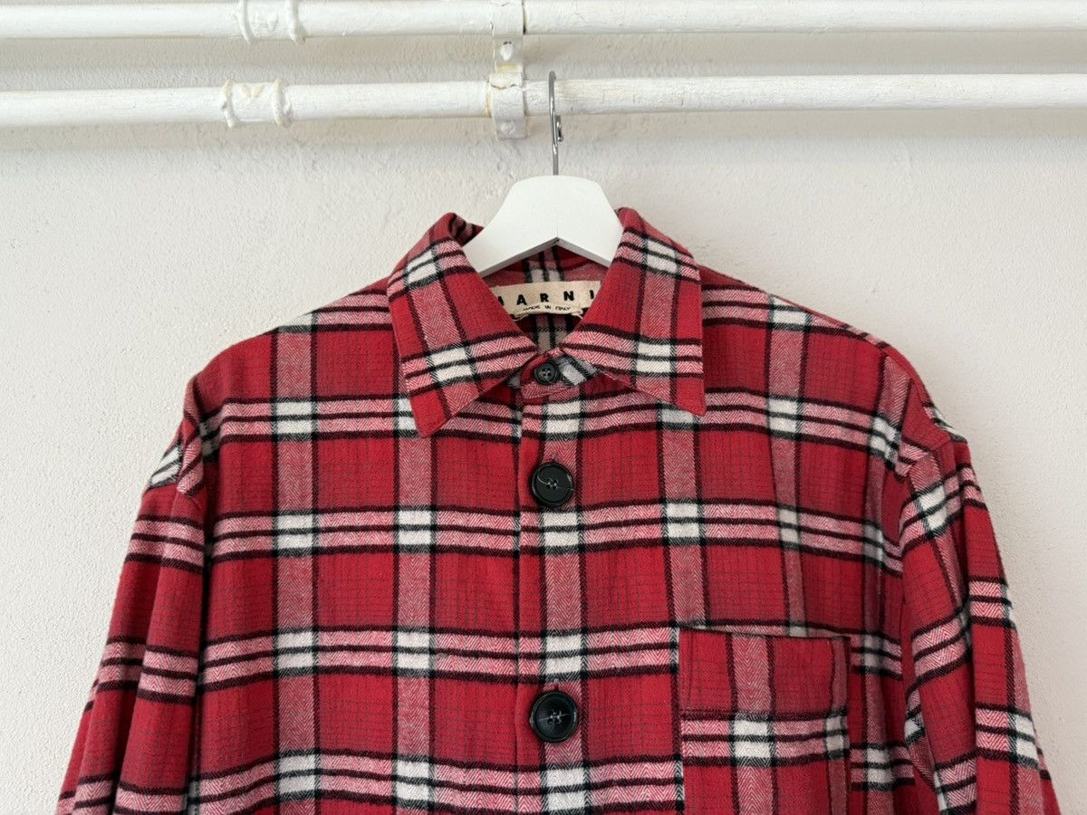 Marni Marni Red Plaid Brushed Cotton Overshirt Size US L / EU 52-54 / 3 - 2 Thumbnail