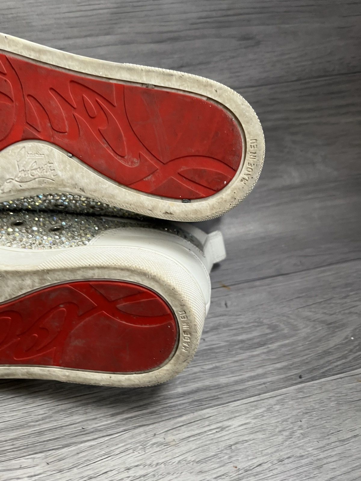 Christian Louboutin Christian loubotin leather crystal emblished hi-top sneaker Size US 7 / EU 40 - 12 Thumbnail