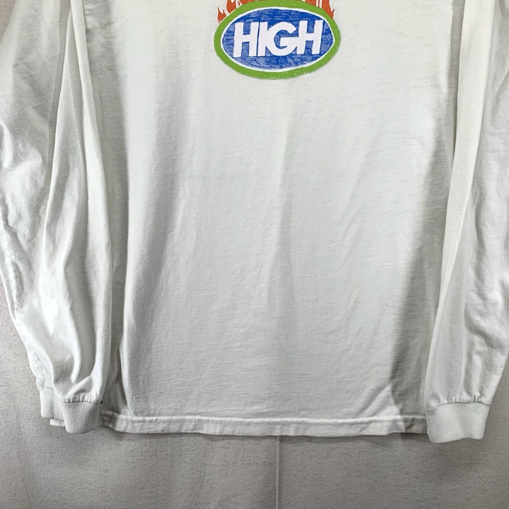 Vintage VINTAGE HIGH Street Wear T-Shirt Mens Long Sleeve All Seasons White Graphic 90s Hip Hop Skater Fire Size US S / EU 44-46 / 1 - 7 Thumbnail