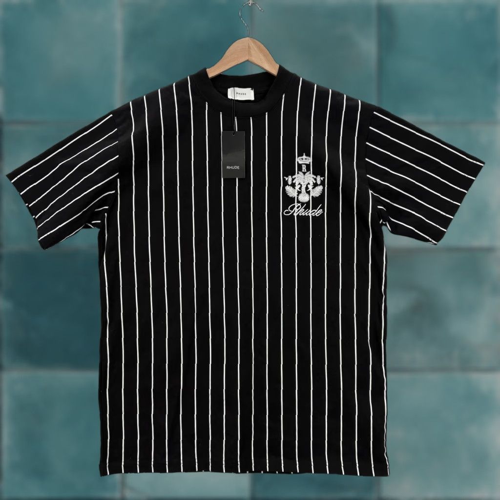 Rhude Rhude Shirt Mens 4XL Black White Pinstripe Crest Logo Cotton Tee Streetwear NWT Size US XXL / EU 58 / 5 - 1 Thumbnail