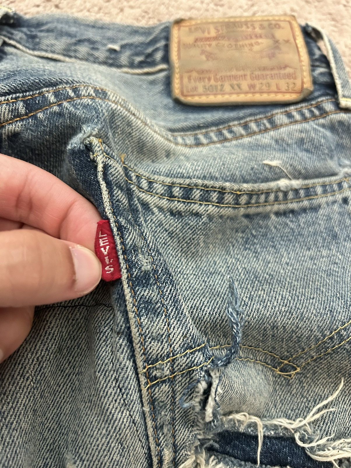 Levi's Vintage Big E Repaired Levi’s 501 Size US 29 - 2 Thumbnail