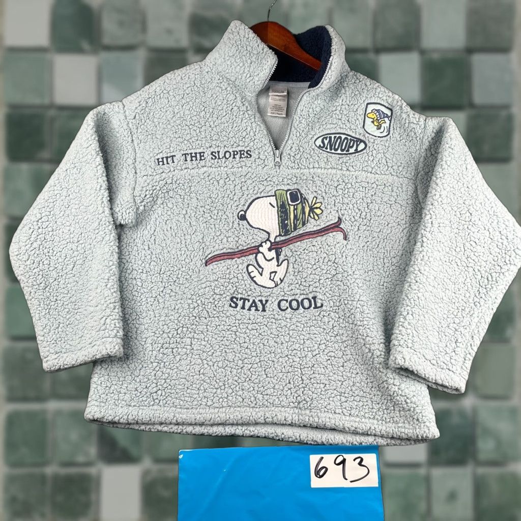 Peanuts Peanuts Snoopy Sherpa 1/2 Zip Sweatshirt Small Light Blue Mens Ski Logo Pullover 1/2 Zip Snow Snoopy Graphic Print Crew Neck Fleece Regular Size US S / EU 44-46 / 1 - 1 Thumbnail