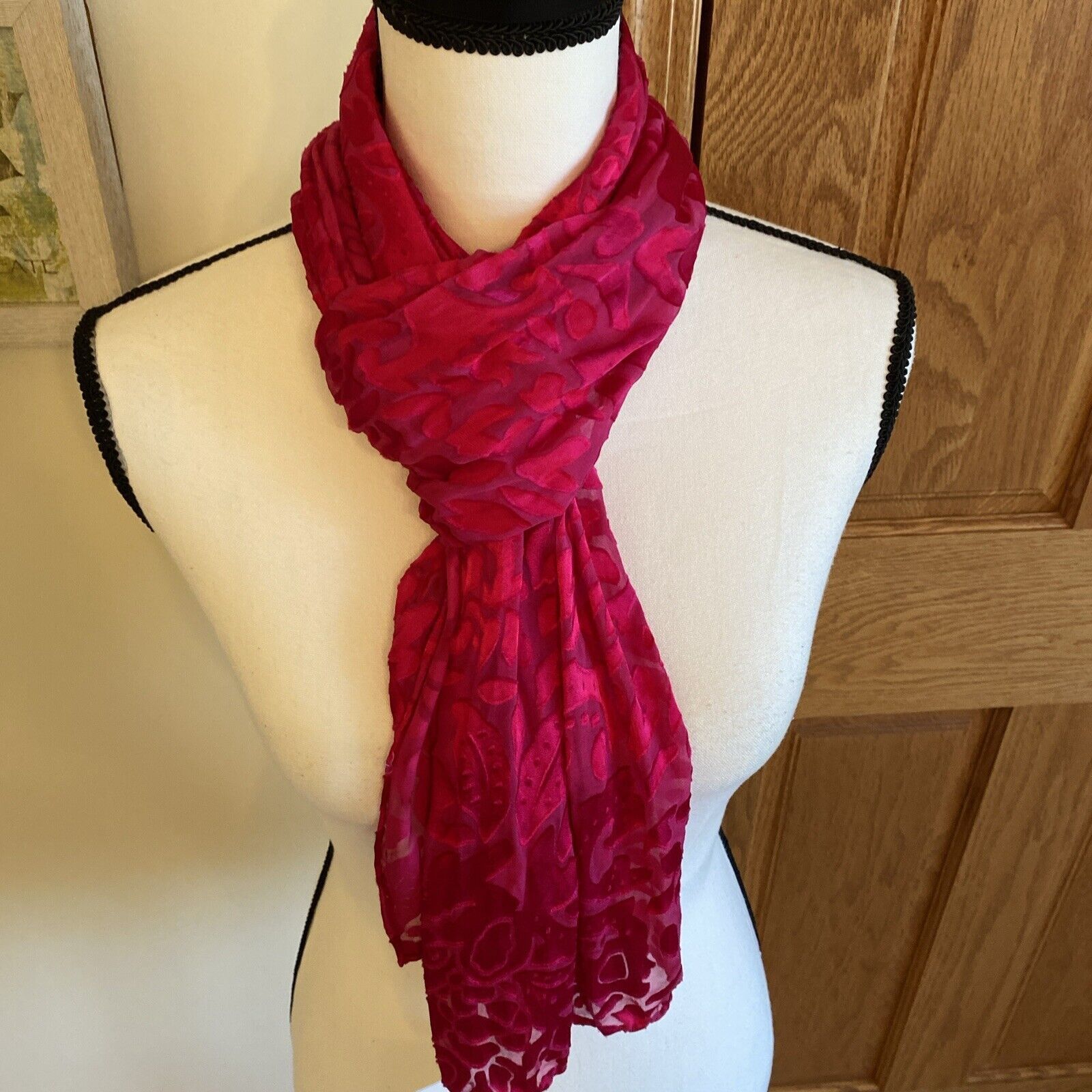 Other Women's Rectangular Long Tie Dye Scarf Fuchsia Hand Dyed Sa Size ONE SIZE - 1 Thumbnail