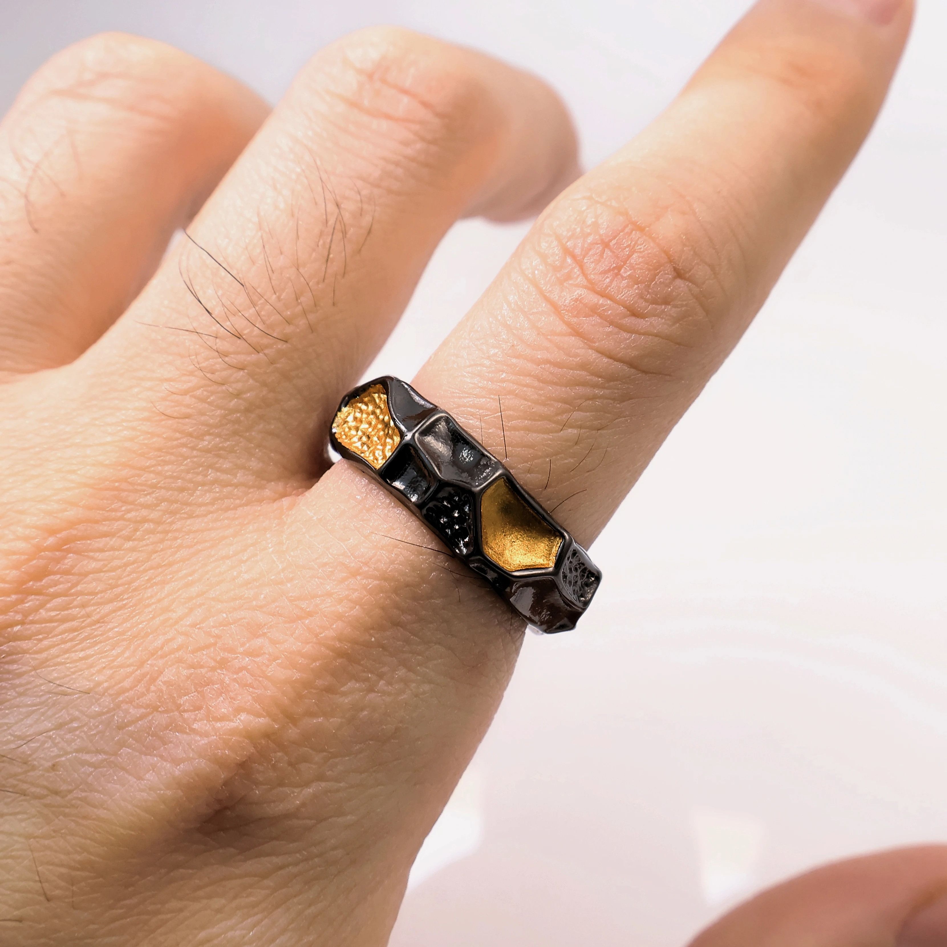 Japanese Brand Edgy Silver-Gold Ring Size ONE SIZE - 1 Thumbnail