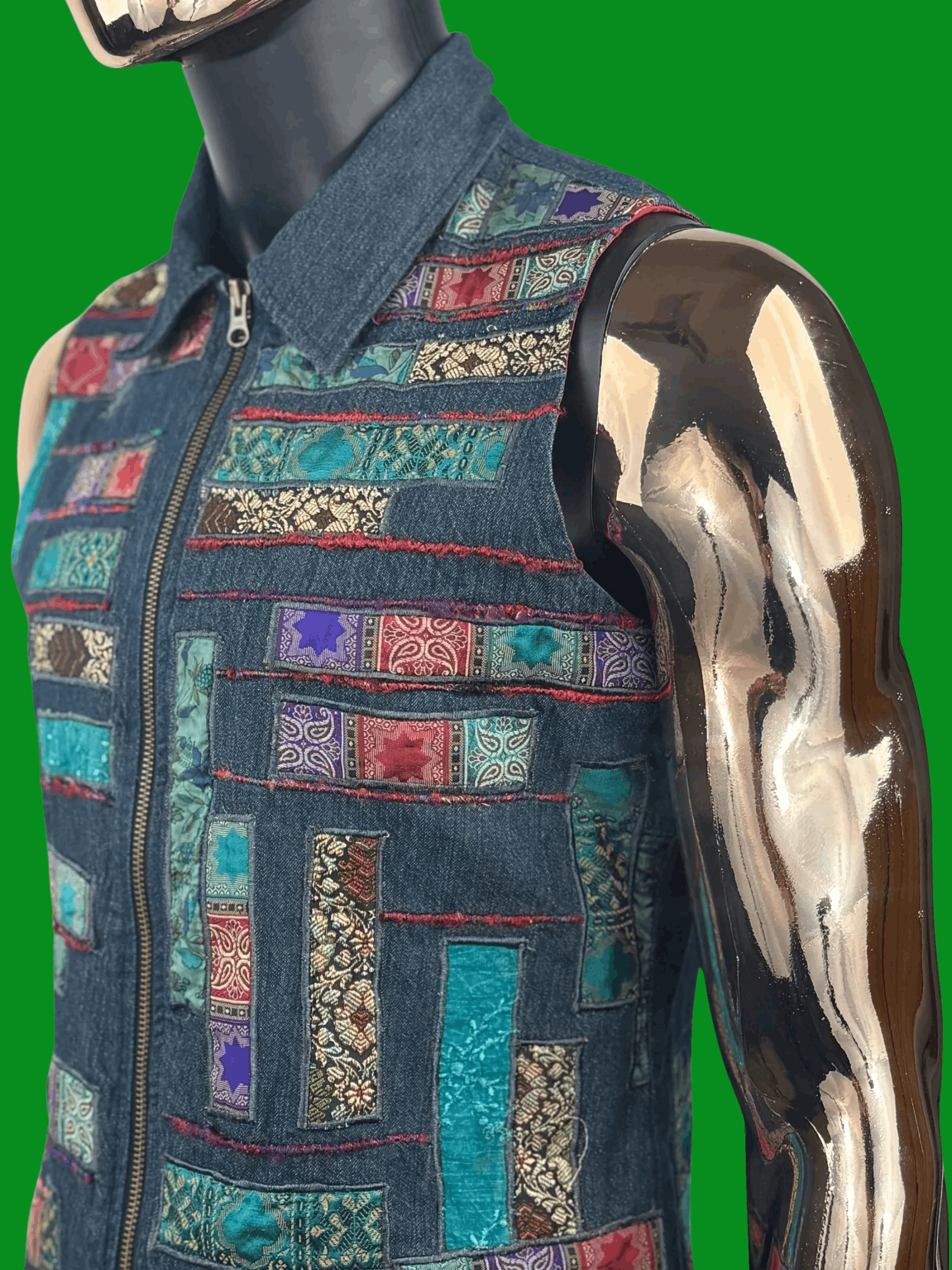 Coldwater Creek VTG Coldwater Creek Denim Vest w/ Brocade Patch & Embroidery Size M / US 6-8 / IT 42-44 - 1 Thumbnail