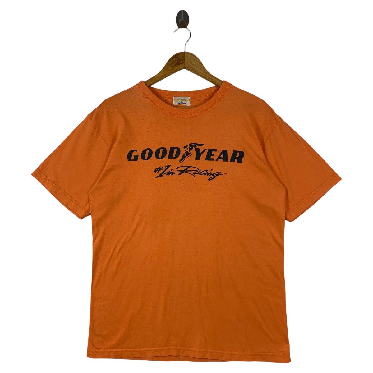 Japanese Brand Vintage GOODYEAR 1 in racing orange tee Size US M / EU 48-50 / 2 - 1 Thumbnail