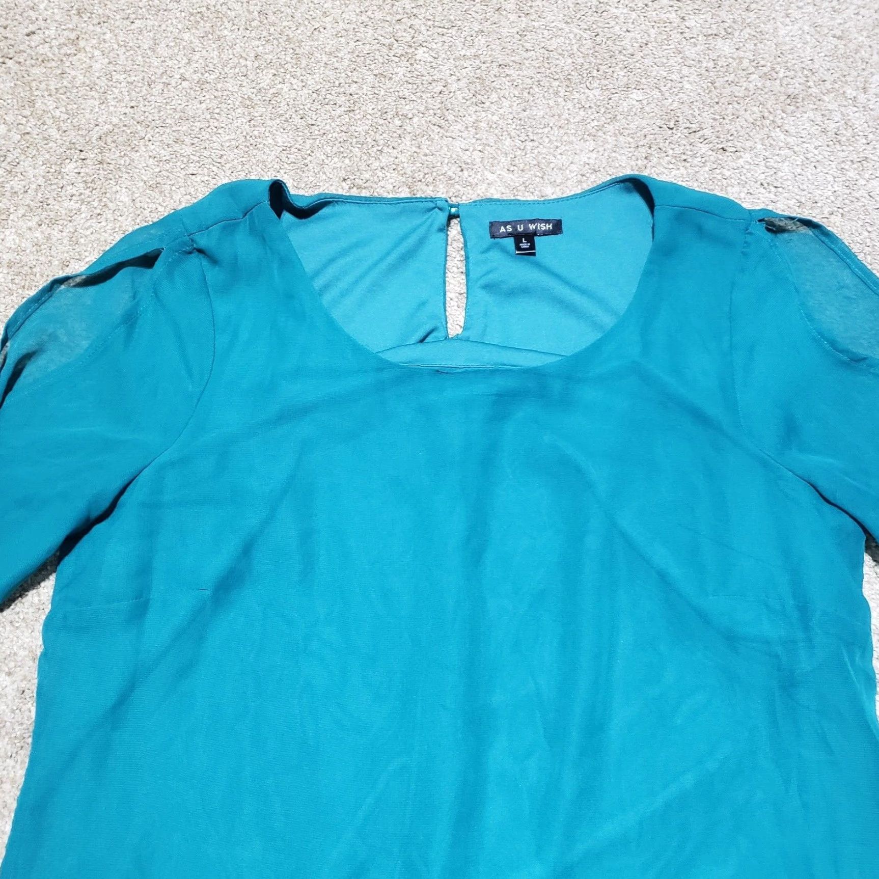 Vintage As U Wish Shirt Womens Half Sleeve Adult L Lace Blue Dress Shirt Large Size L Size L / US 10 / IT 46 - 2 Thumbnail